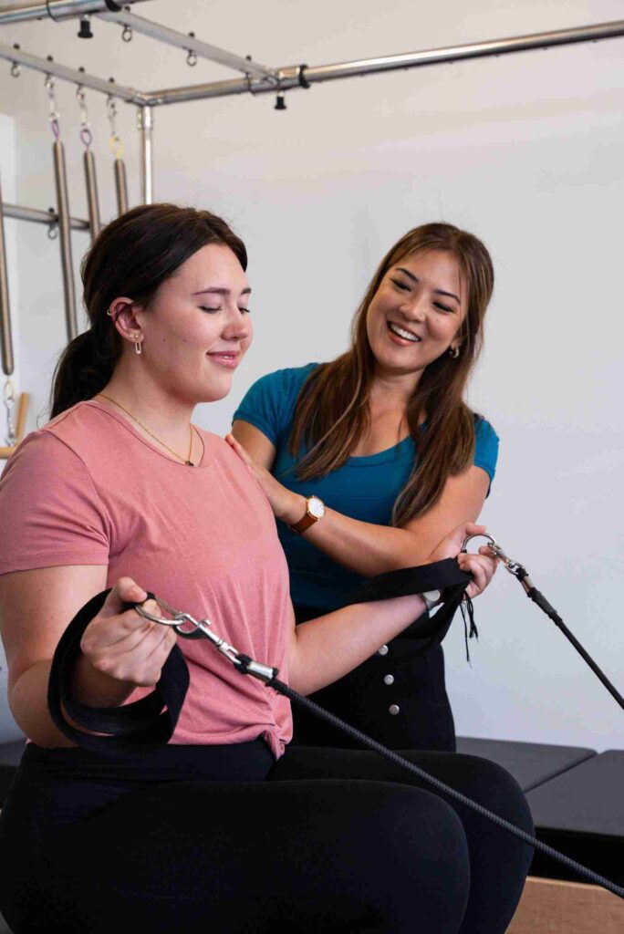 Physiotherapist guiding a patient through exercise rehabilitation
