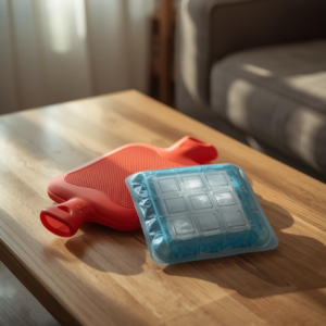 Applying a hot or cold pack for pain relief