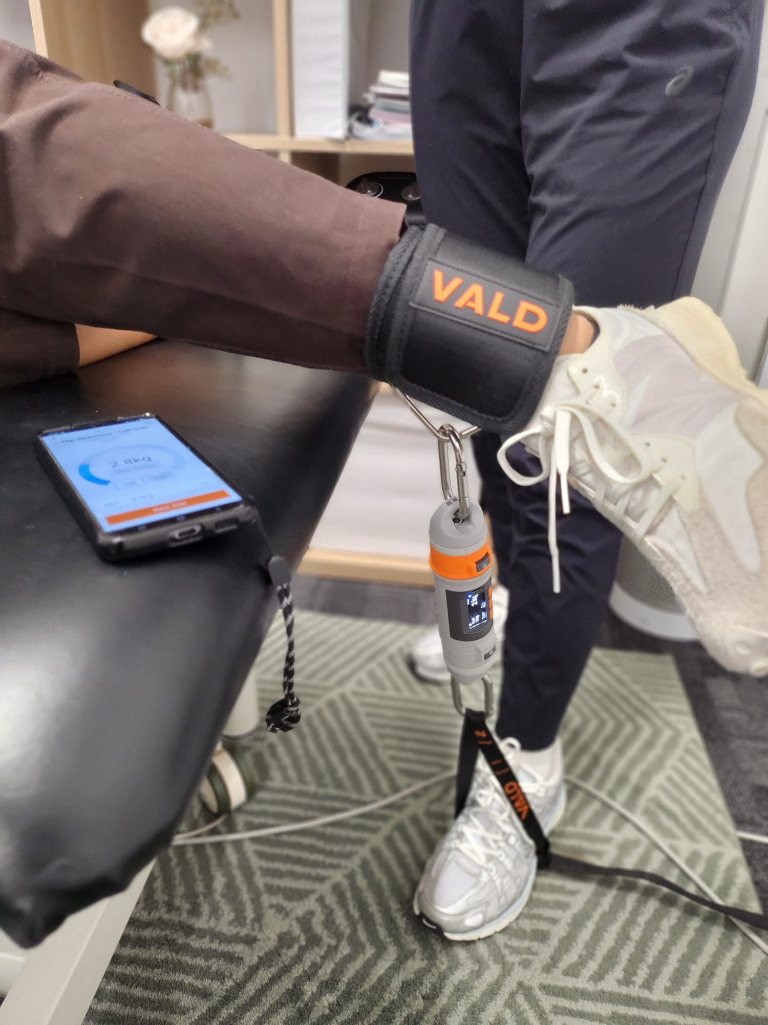 Single leg testing task used in strength and performance testing Perth