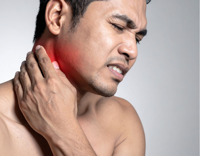 Physiotherapist assessing neck tension and jaw discomfort during a TMJ Physiotherapy session in Perth